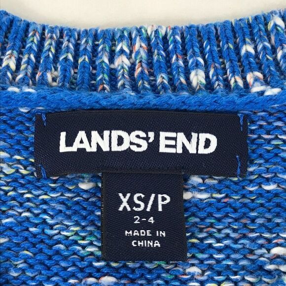 Lands' End Split Neck Pullover Sweater Women's Size XS Blue Stretch Knit Winter - Picture 10 of 13